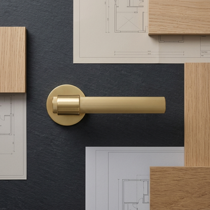 Brussels Satin Brass Knurled Door Handle Only