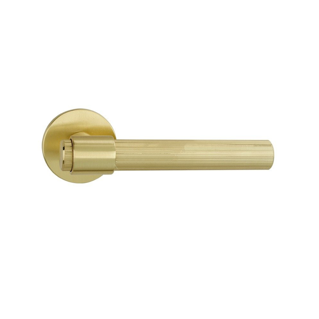 Brussels satin brass knurled door handle