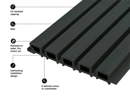 Composite Slatted Cladding Charcoal