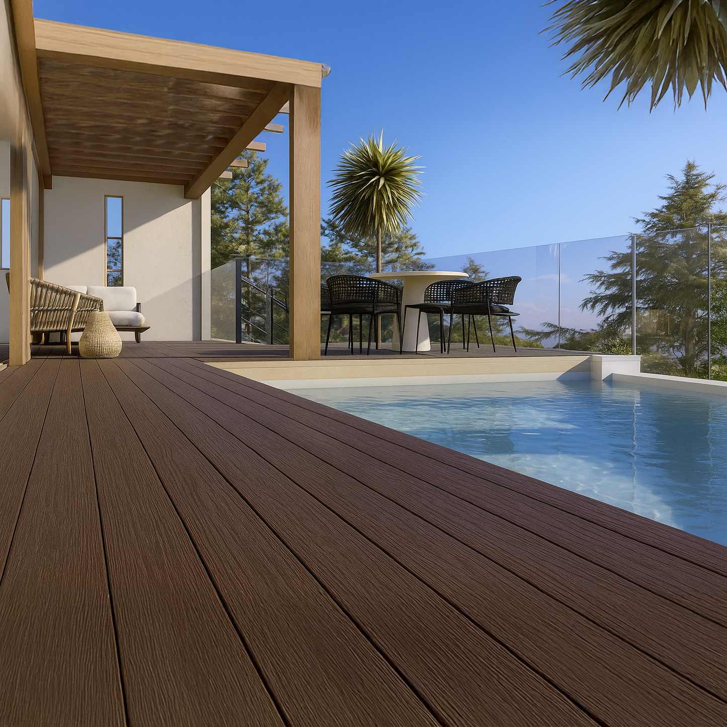 Composite decking Ultra Teak - close-up