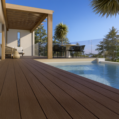 Composite decking Ultra Teak - close-up