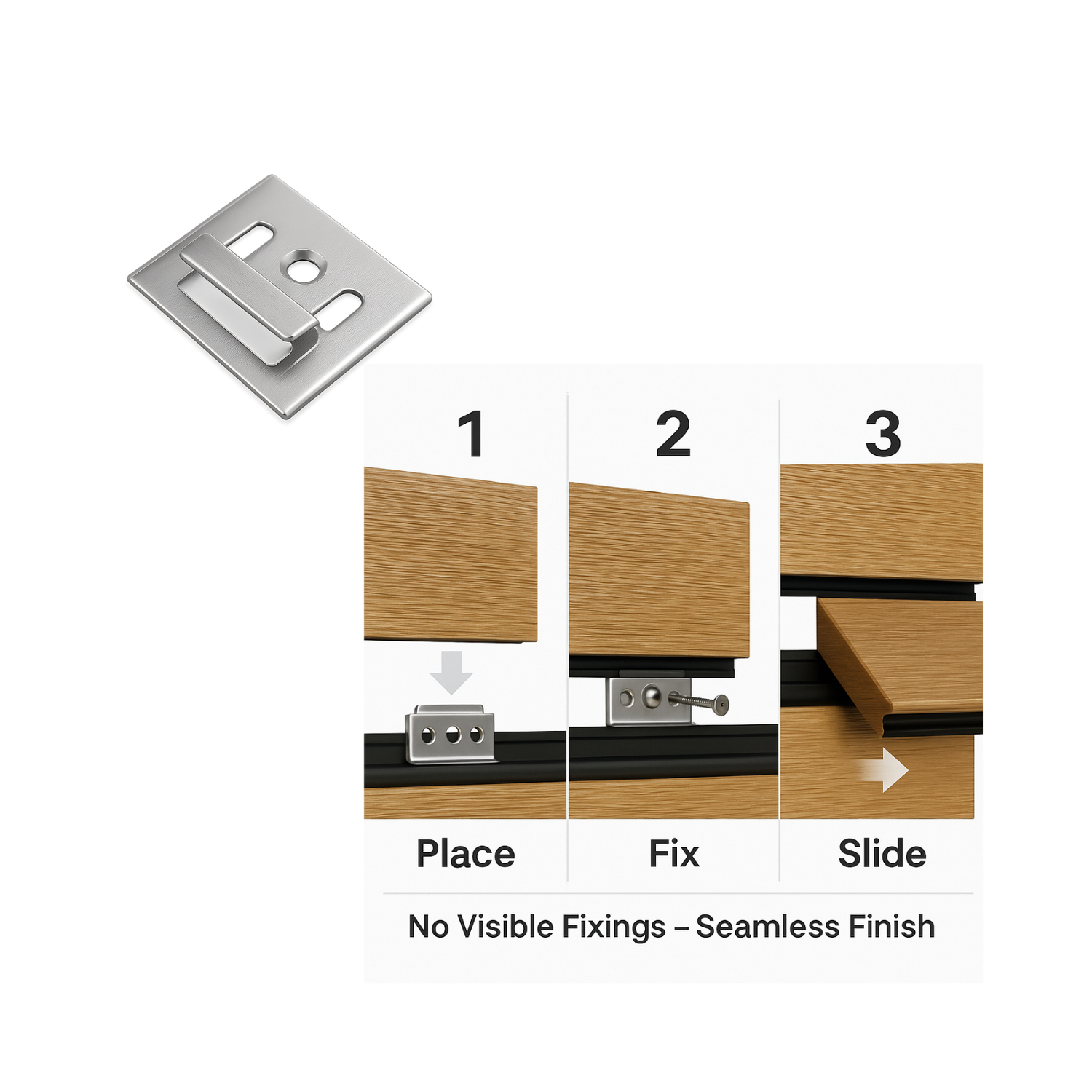 Composite Cladding Fixing Clip – Hidden Stainless Steel System