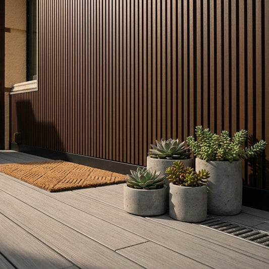 Composite cladding slatted teak - installed