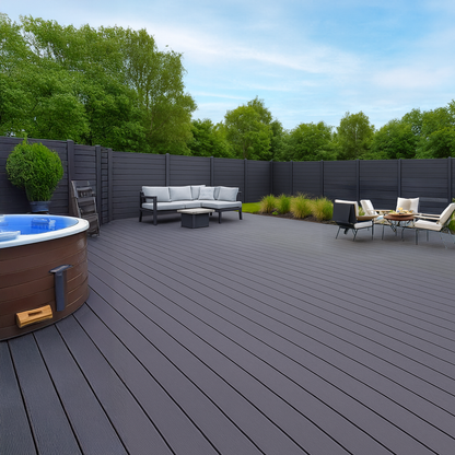 Composite decking charcoal - installed