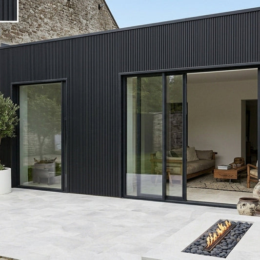 Composite slatted cladding black - close-up