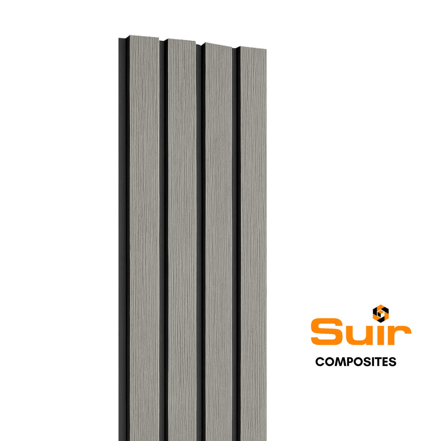 Composite Slatted Cladding Stone Grey Black Inlet