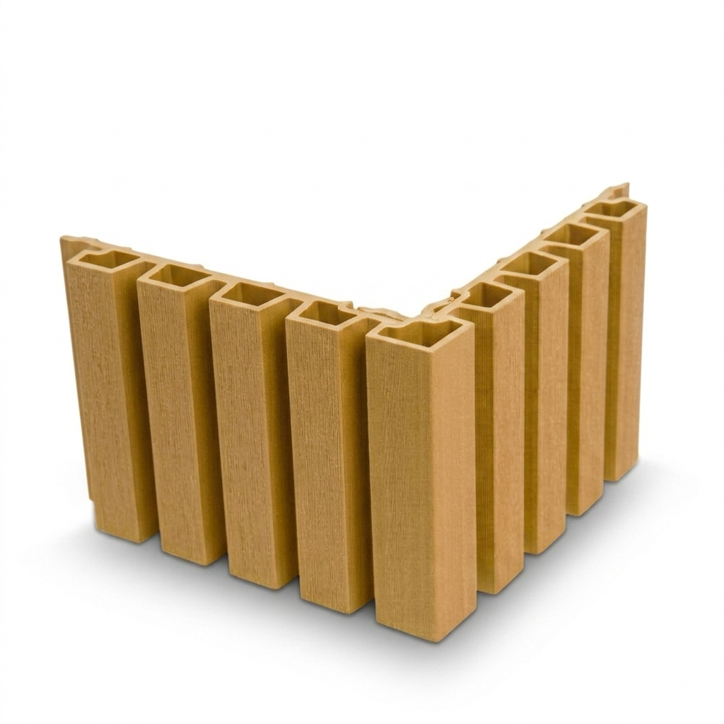 Composite Slatted Fluted Cladding Corner Trim Dessert Sand 