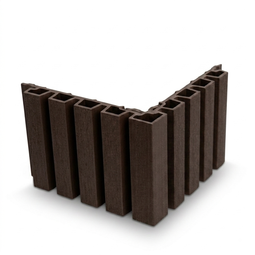 Composite Slatted Fluted Cladding Corner Trim Teak