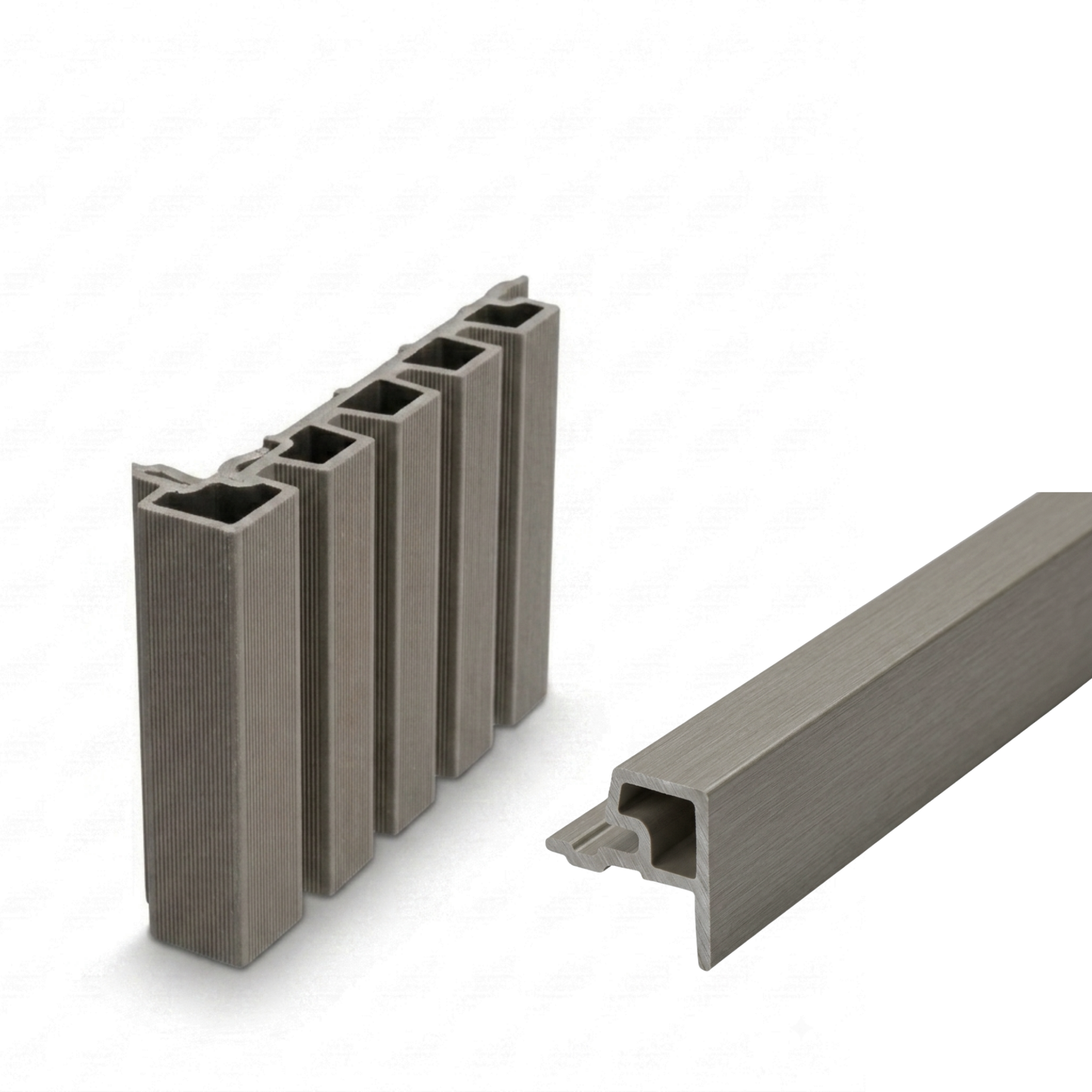 Composite slatted cladding start/end trim - Stone Grey