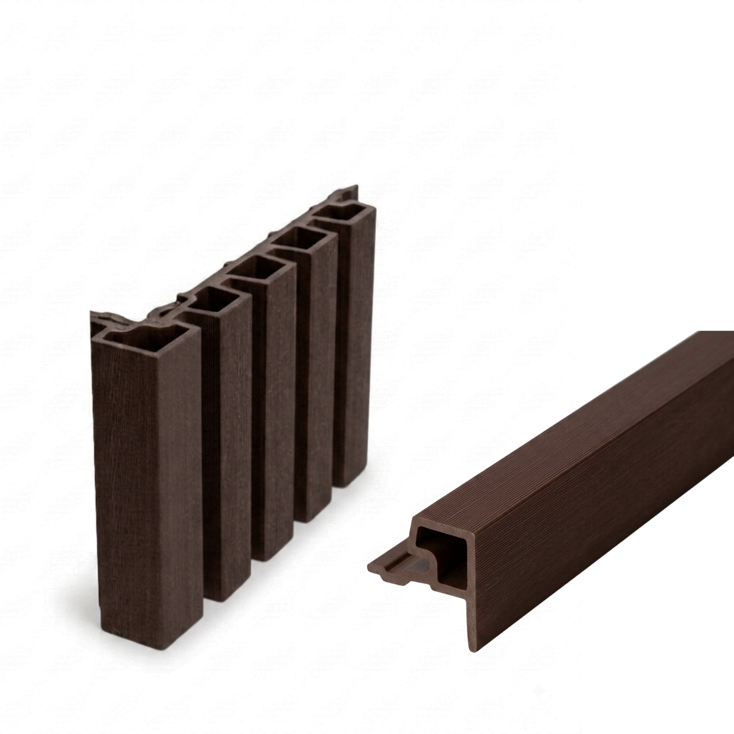 Composite slatted cladding start/end trim - Teak