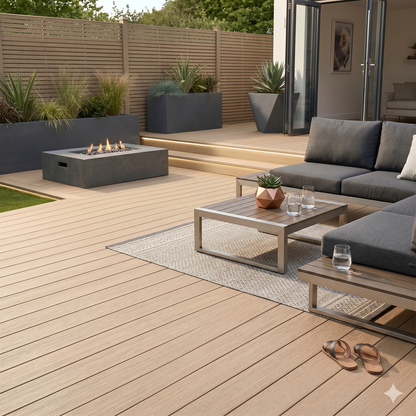 Composite decking Ultra Desert Sand - lifestyle render