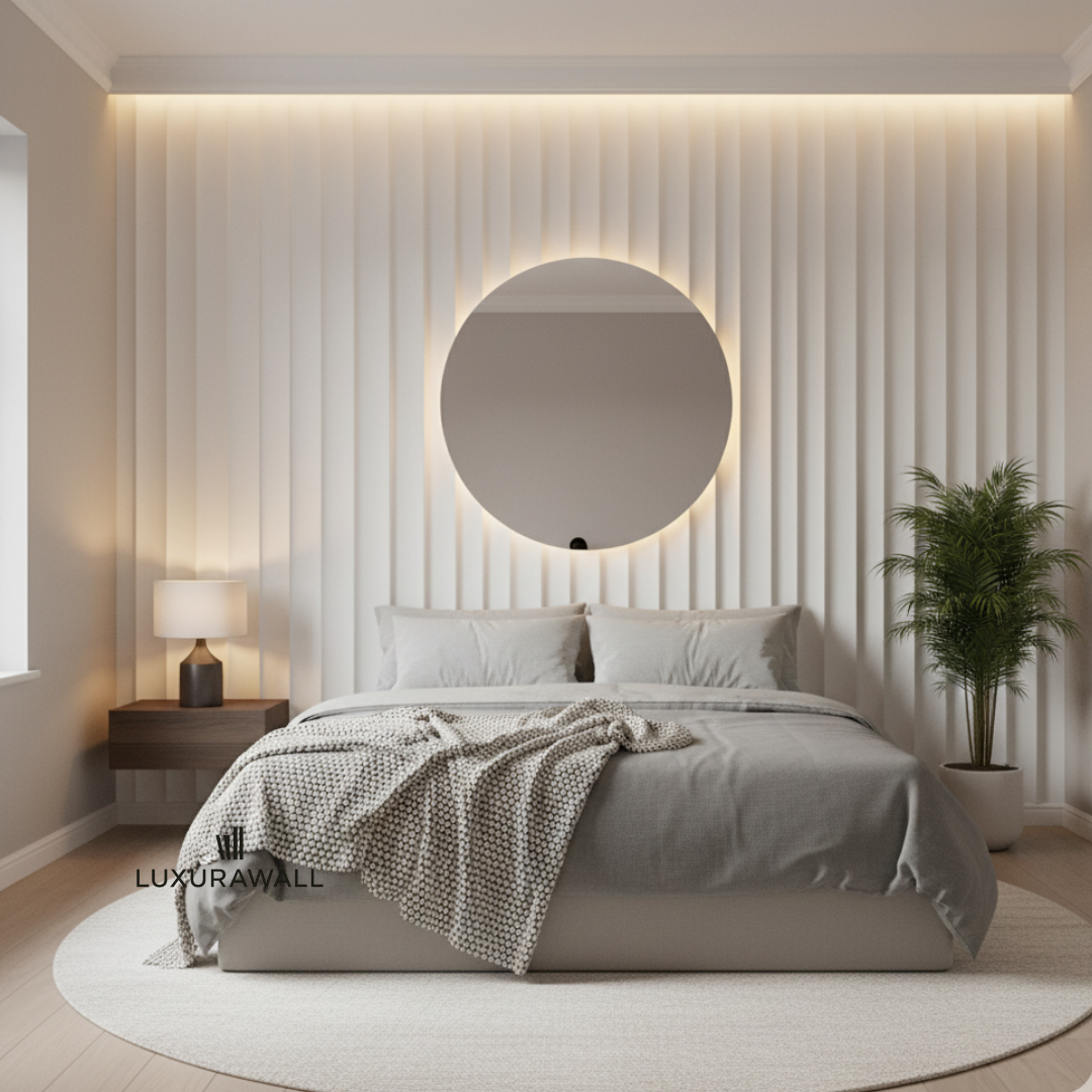 Curved T&G wall paneling - white finish