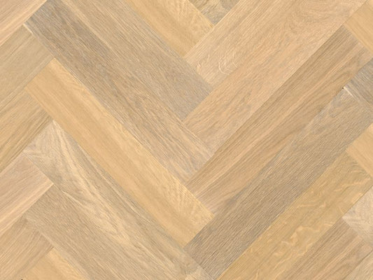 90mm x 450mm Herringbone Darwin Oak smoked white UV matt lacquered engineered oak flooring