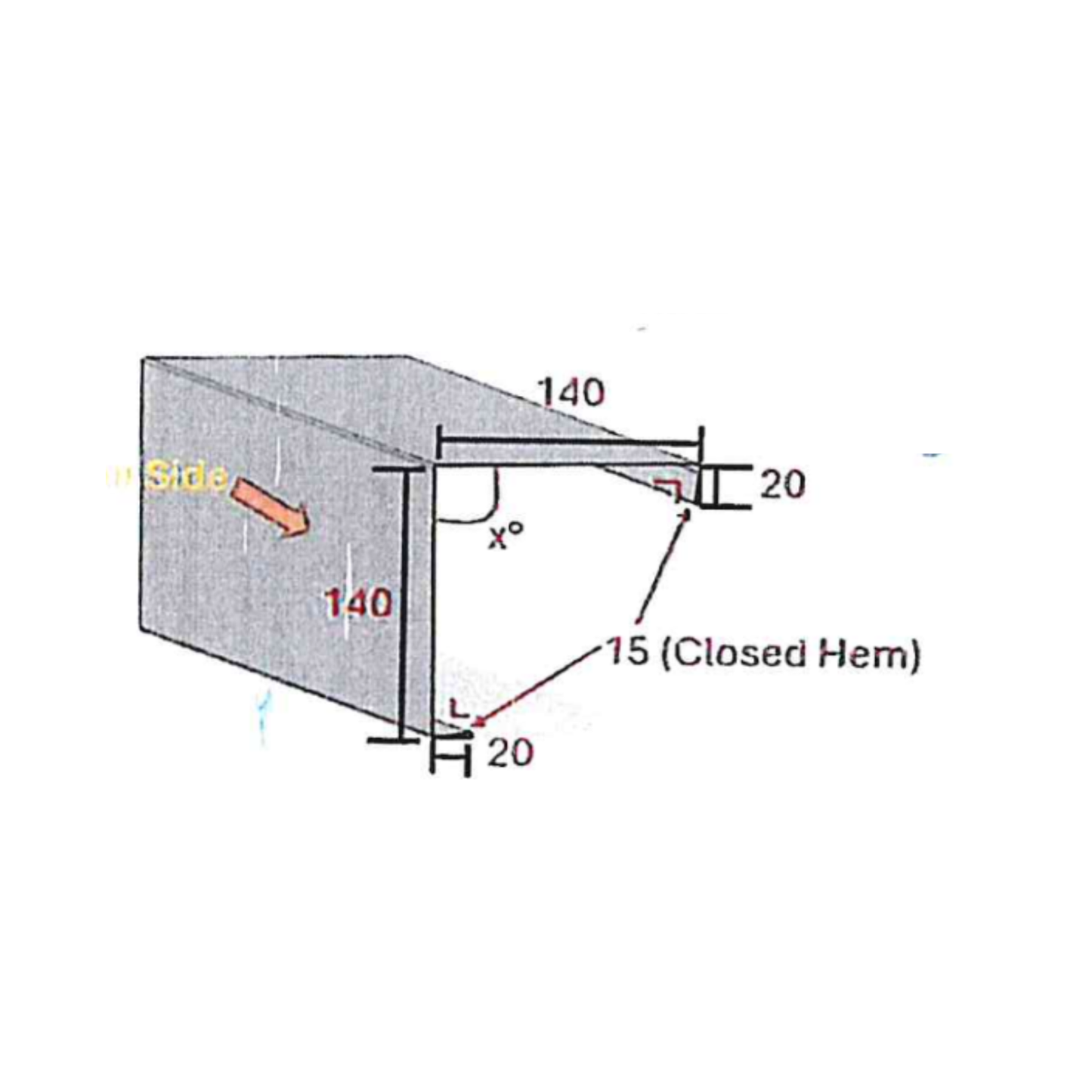Standing seam steel cladding profile trim - external corner