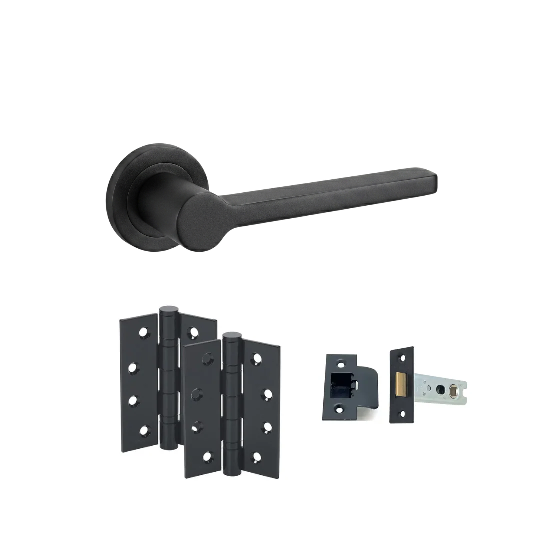Florence Matt Black Door Handle Tubular Latch Set