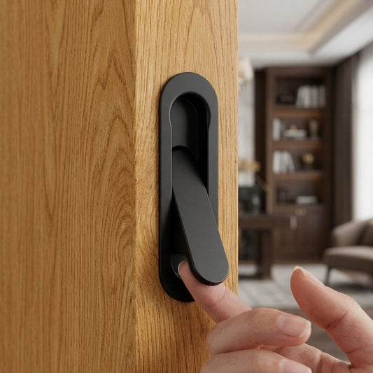 Flush fitting pull-out edge pull, sliding pocket doors