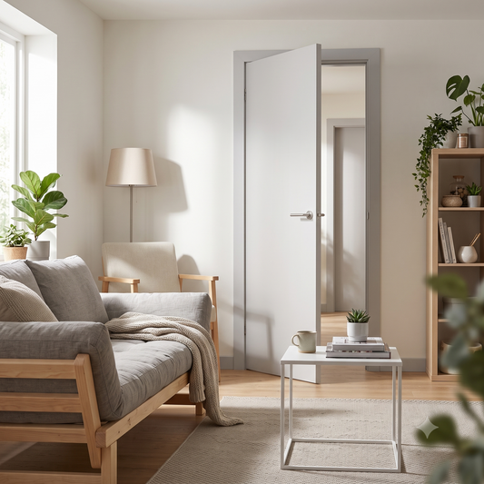 Flush White Internal Door —  Primed White Budget Door
