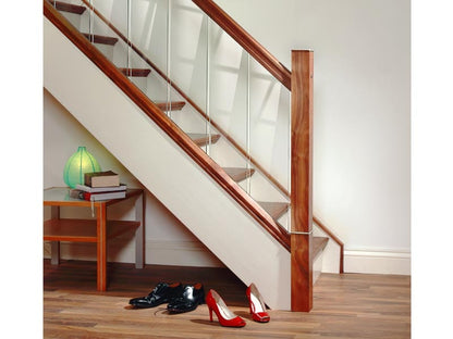 Stairs glass panels - with walnut