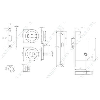 Sliding door privacy lock, product range