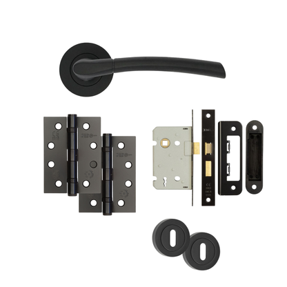 Matt Black Door Handles Monaco