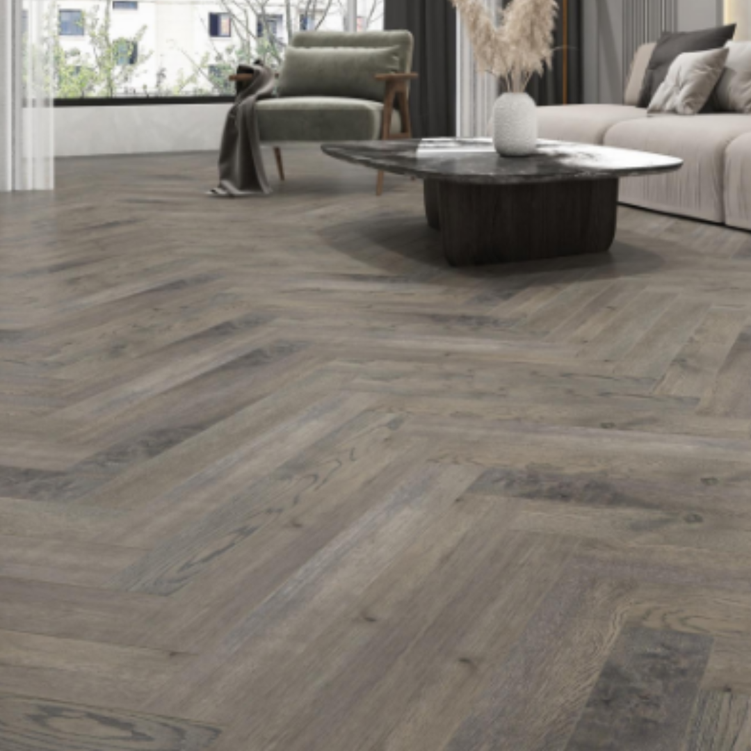 American Walnut herringbone flooring 12mm - close-up