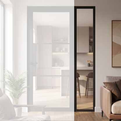 Internal Door Side Panel Black with Clear Glass With Door