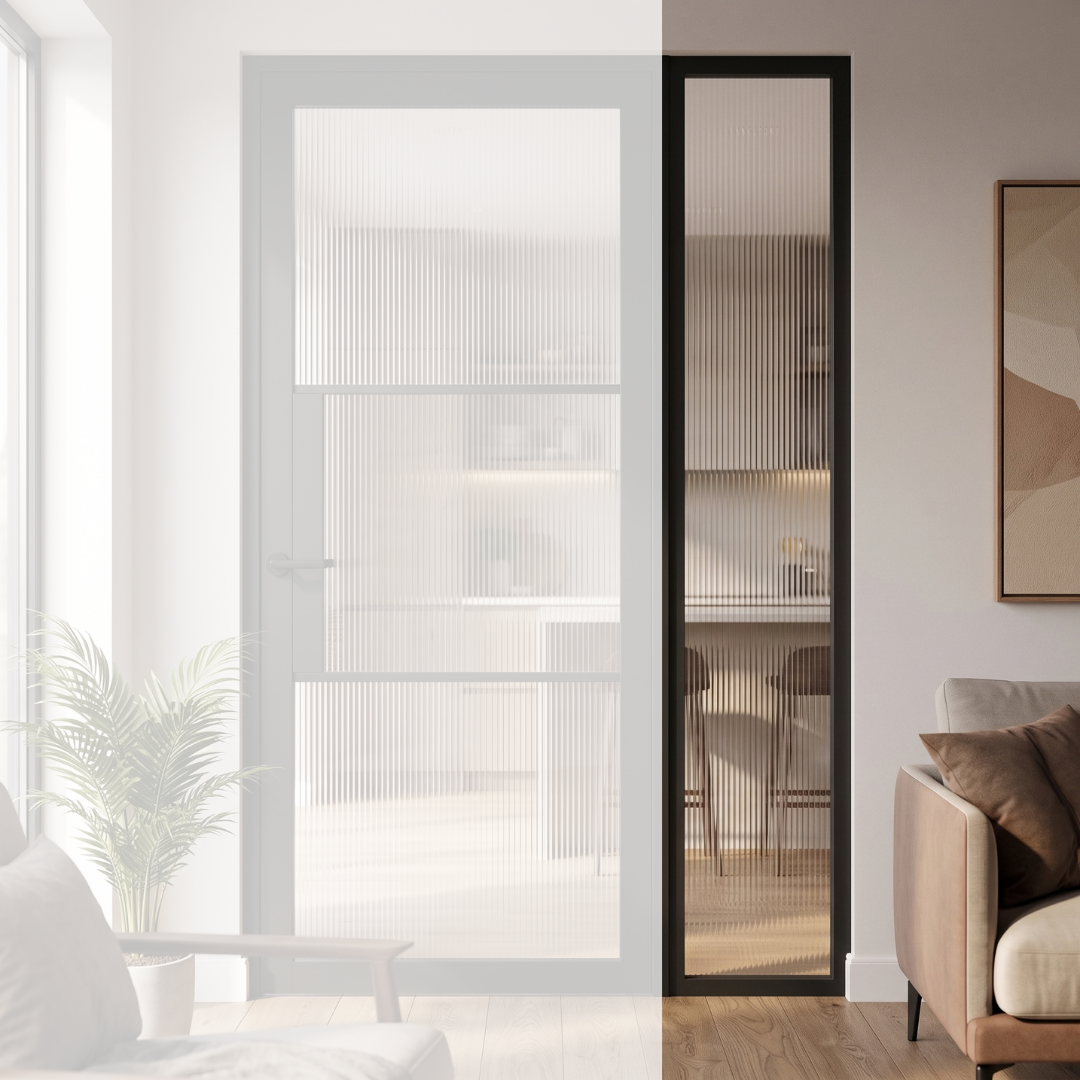 Internal Door Side Panel Black with Reed Glass With Door