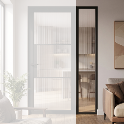 Internal Door Side Panel Black with Reed Glass With Door