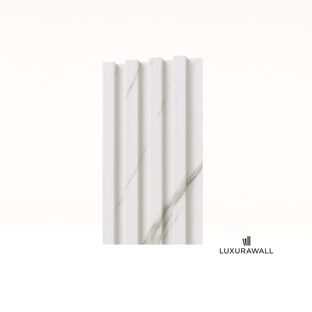 Fluted slat wall panelling Italian White - detail