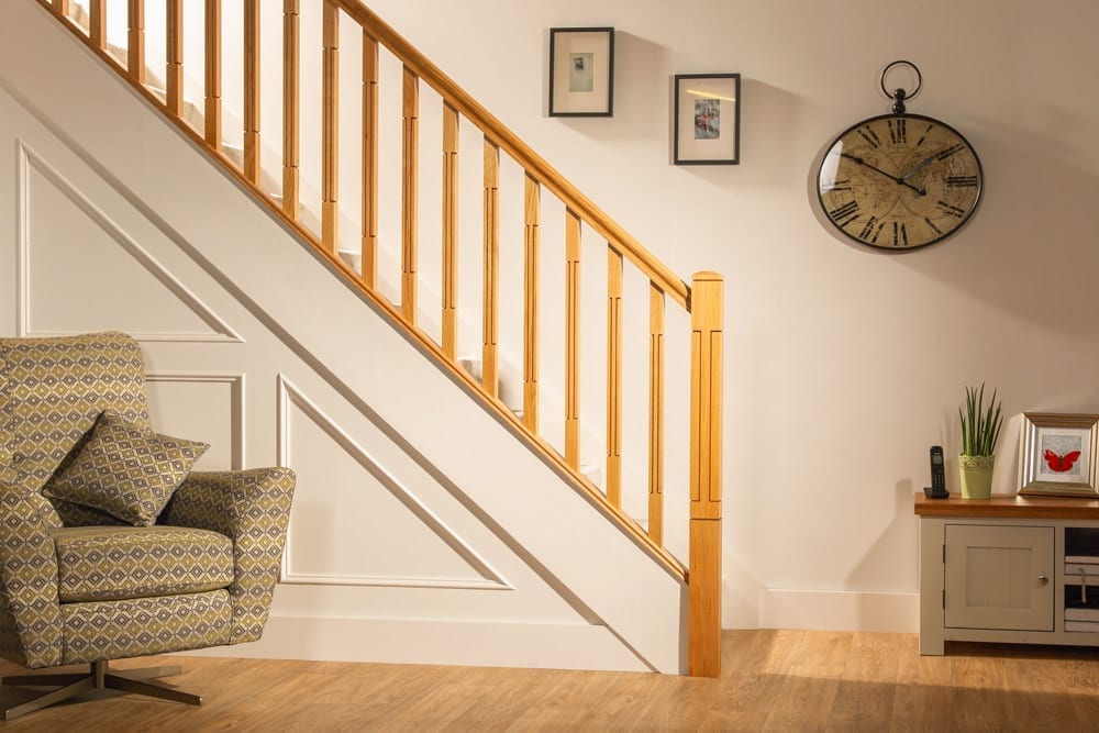 Lisbon newel post - installed with spindles