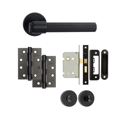 London black knurled door handle, bathroom set