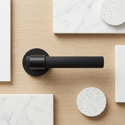 London Black Knurled Door Handle Only
