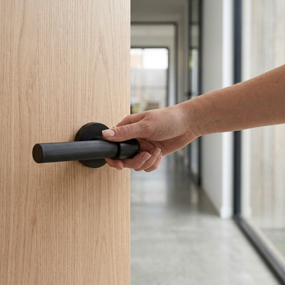 London Black Knurled Door Handle Only