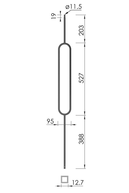 Matrix Oval End Square Spindle - dimensions