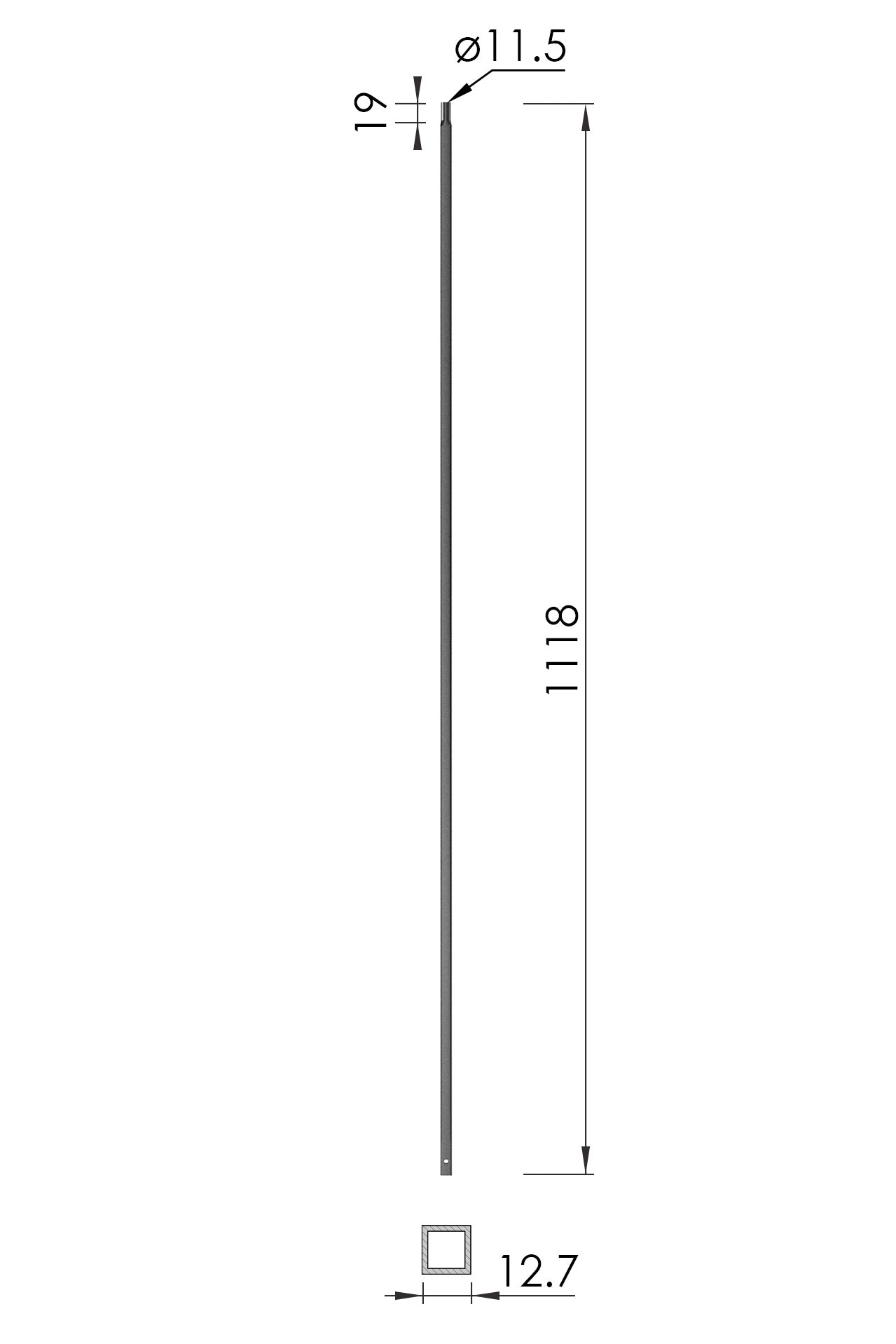 Matrix Plain Square Spindle - dimensions