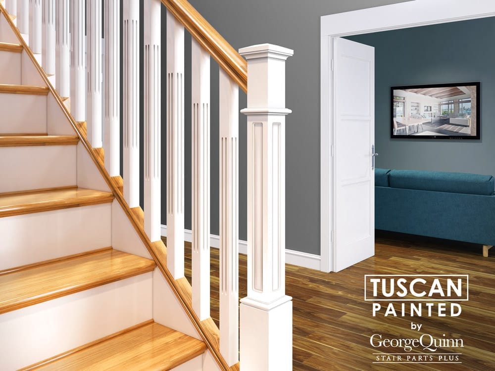 Stair spindles Tuscan fluted square - painted
