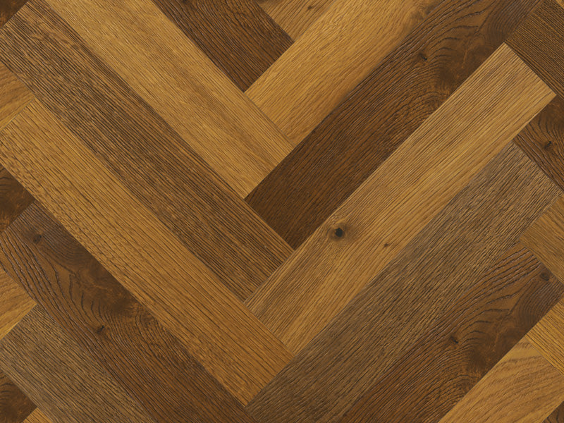 120mm x 600mm Herringbone Morrison Oak smoked brushed UV matt lacquered engineered oak flooring