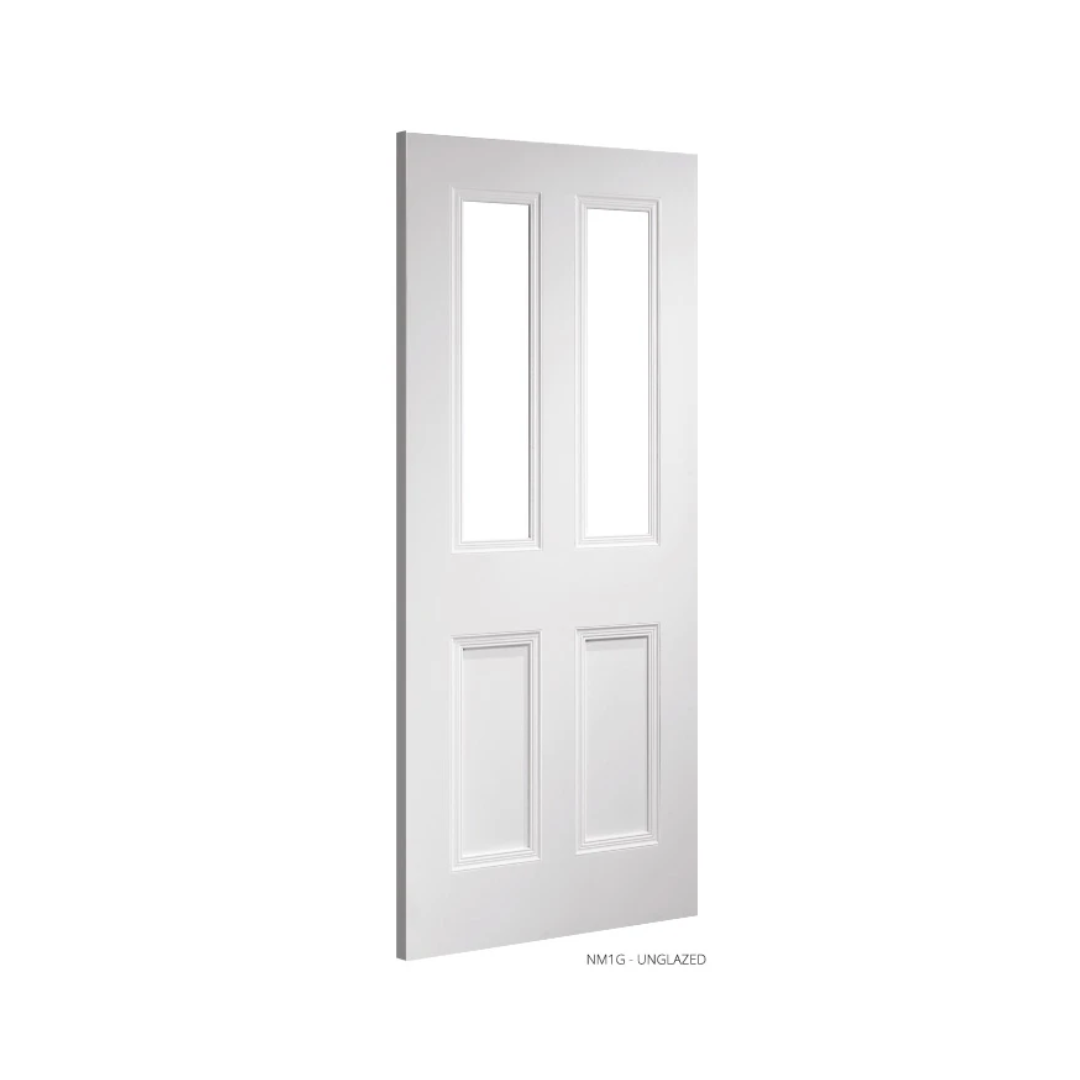 NM1G Clear Glass White Internal Door