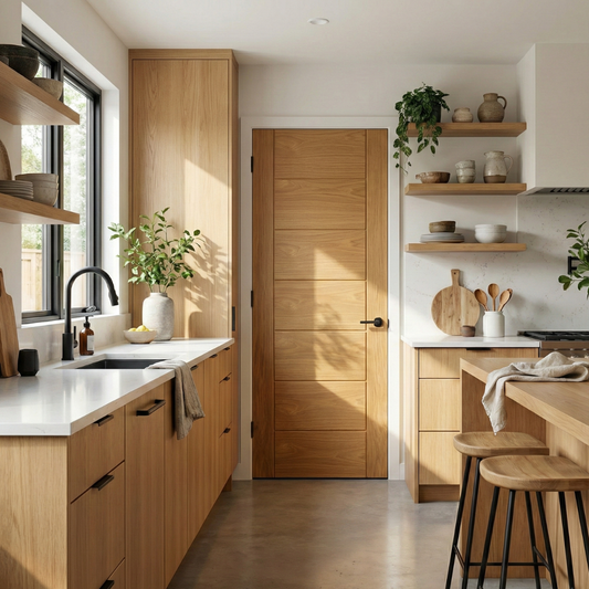 Oak contemporary internal door WC19 - solid oak, clean lines, modern finish