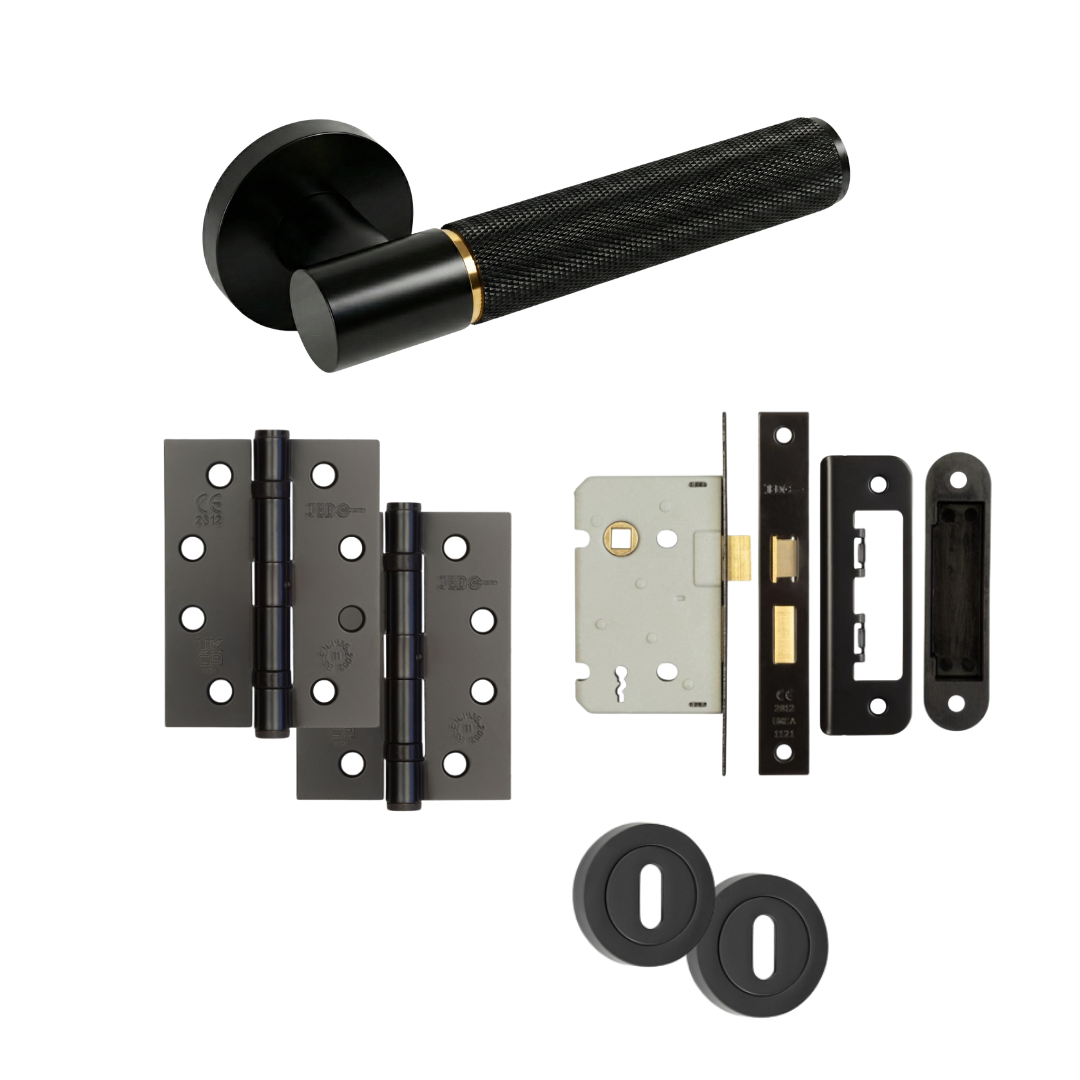 Paris Black and Gold Door Handle Bathroom Set