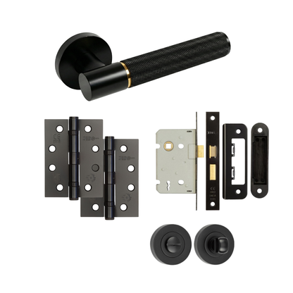 Paris Black and Gold Door Handle Lock Set