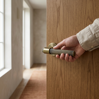 Porto antique brass door handle, lifestyle