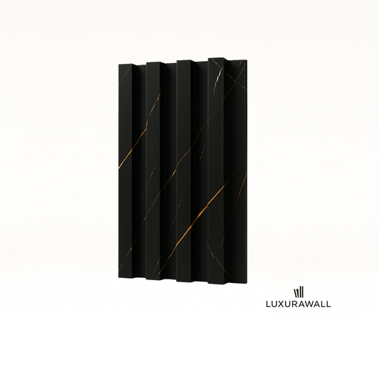 Fluted slat wall panelling Prague Black - detail