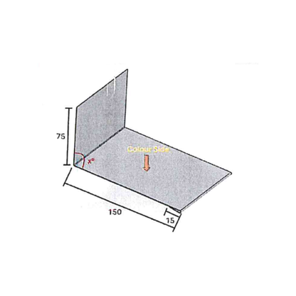 Standing seam steel cladding profile trim - ridge abutment