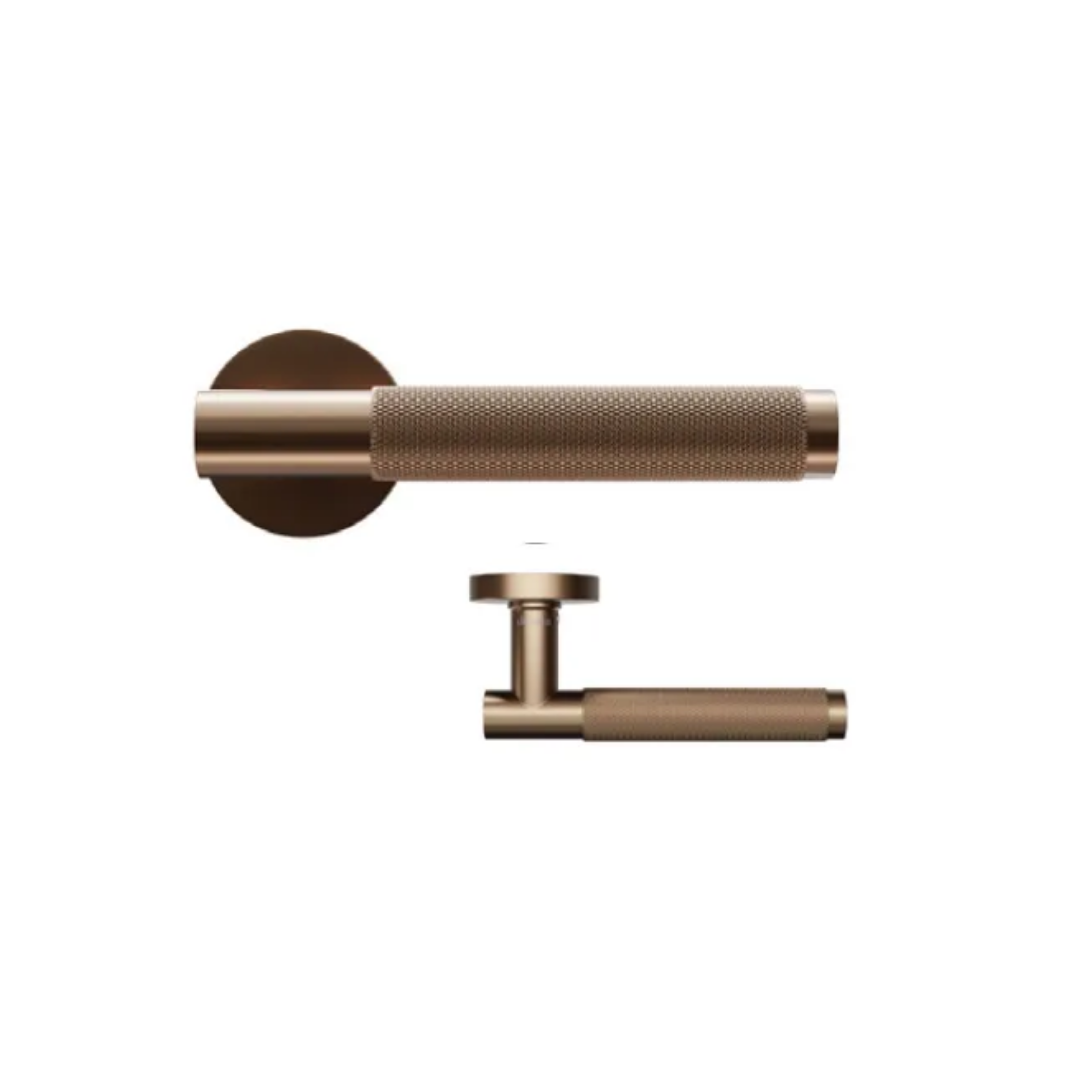 Roma Satin Dark Rose Gold Brush Internal Door Handle Set