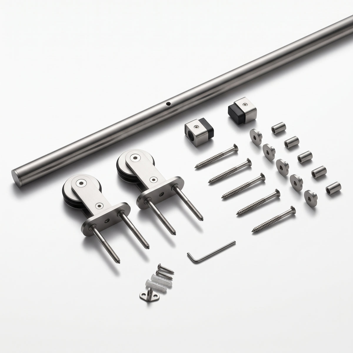 Satin_Steel_Sliding_Door_Rail_Kit_Parts