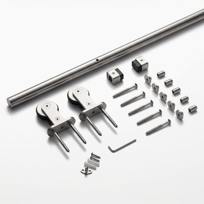 Satin_Steel_Sliding_Door_Rail_Kit_Parts