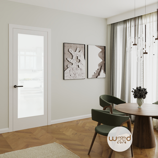 Shaker White Internal Wooden Frosted Glass Door