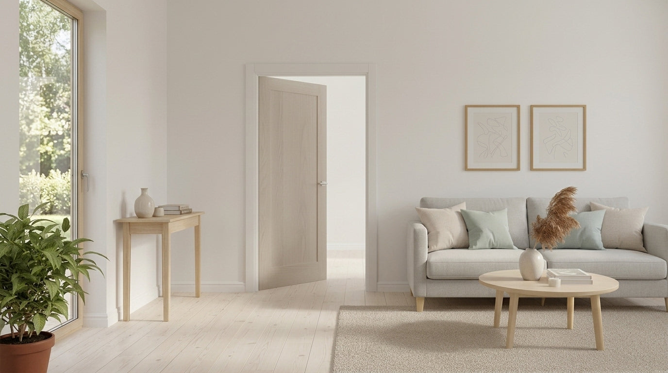 WC15 Shaker Style Whitewashed Oak Internal Door