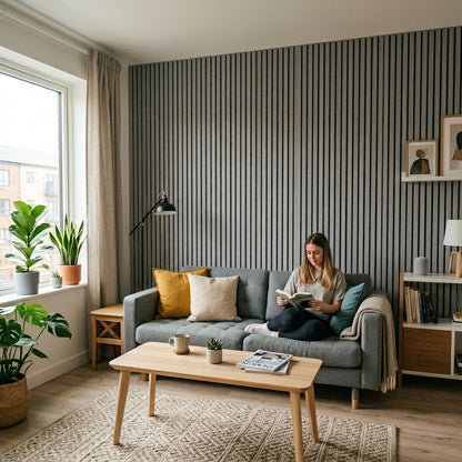 Slat Acoustic Wall Paneling Dark Grey